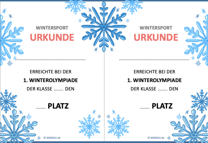 Urkunde Wintersport-Stationen