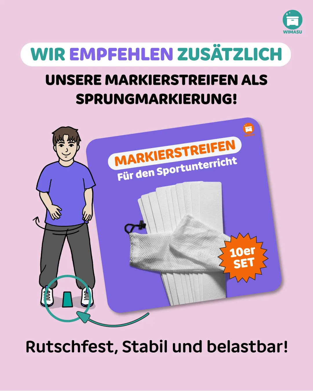 Empfehlung zu Beatline: rutschfeste Markierstreifen im 10er-Set als Sprungmarkierung für den Sportunterricht